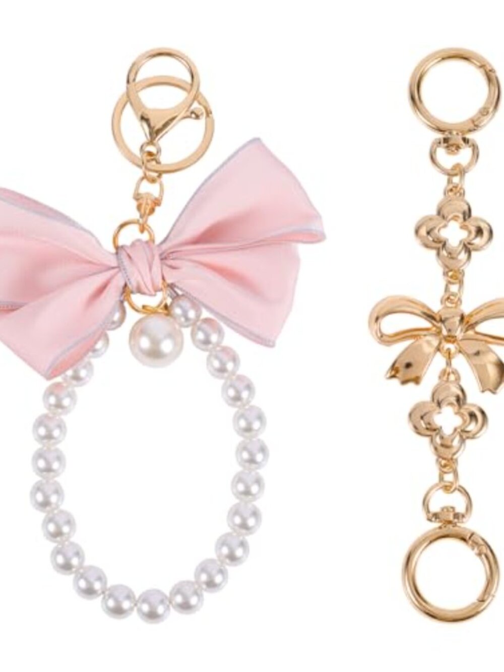 Bag Extender Chain Bow Knot Purse Extender Pearl Charm Metal Strap